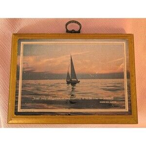Vintage Hallmark Wooden Plaque Inspirational with sailboat